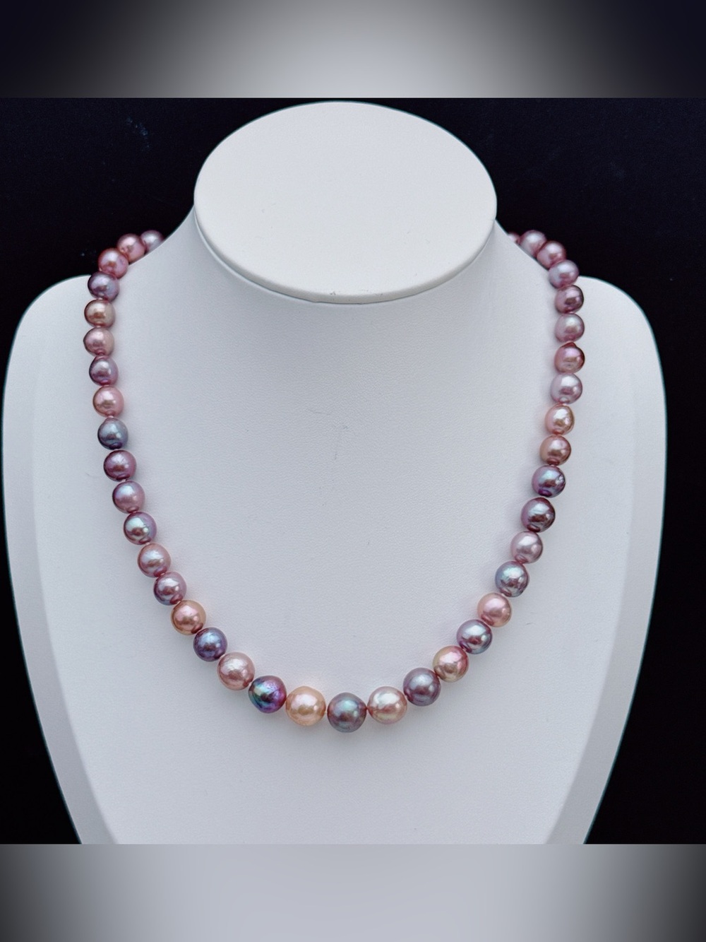 X815 Handmade Freshwater Edison Baroque Pearl Necklace Blueberry Luster - Picture 7 of 13